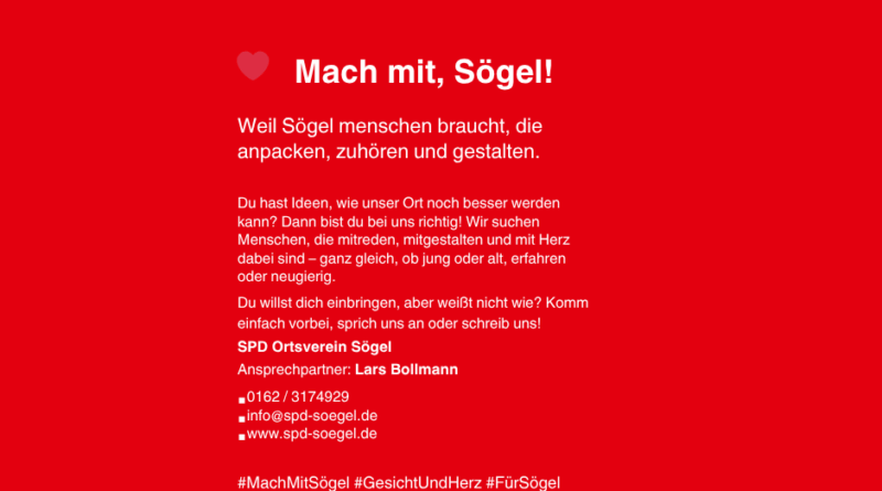 Du hast ein Herz für Menschen und willst Sögel mitgestalten? Dann mach mit – gemeinsam für unser Zuhause! ❤️